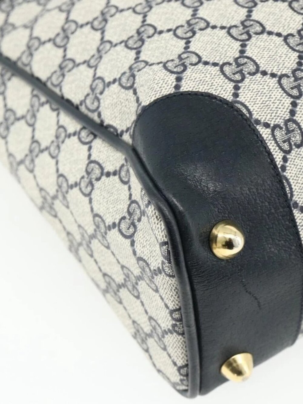 GUCCI GG Supreme Sherry Line Hand Bag PVC 2way Navy Gold 904 02 015 Auth YKZ1353 - Picture 13 of 16